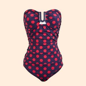 Zimmermann Bandeau Ruched Polka Dot Swimsuit